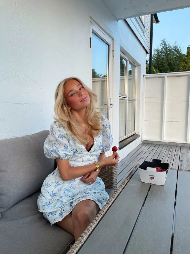 Gina - Blomstret Volang Kjole